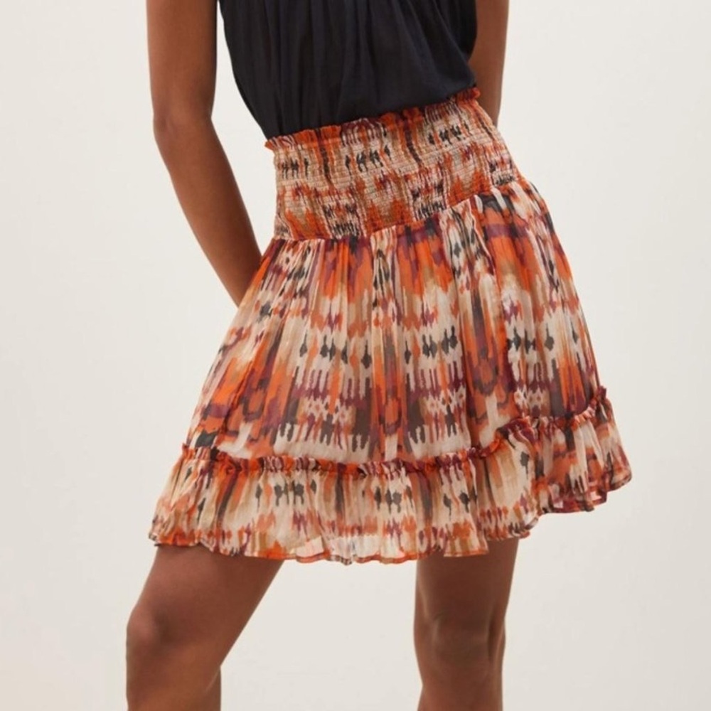 Anthropologie Abstract Orange Patterned Skirt Size S